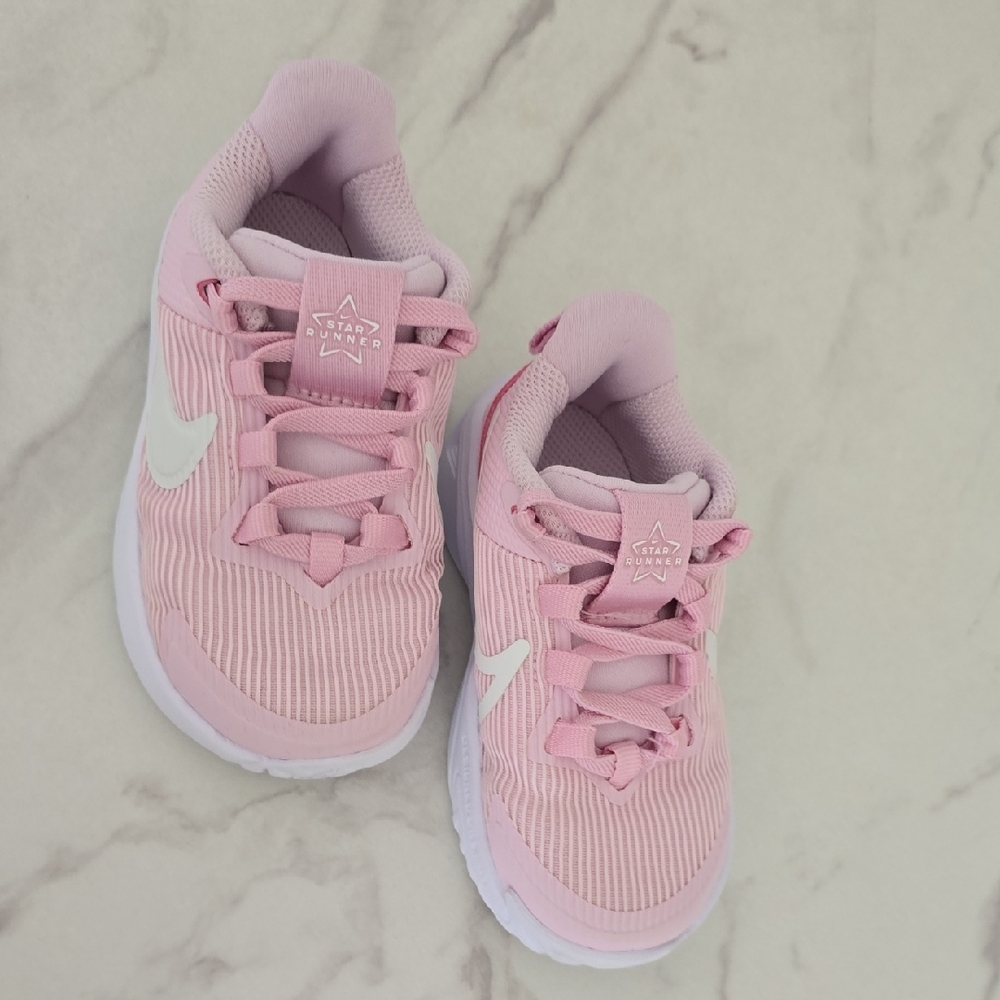 Nike Kids Pink and White Sneakers